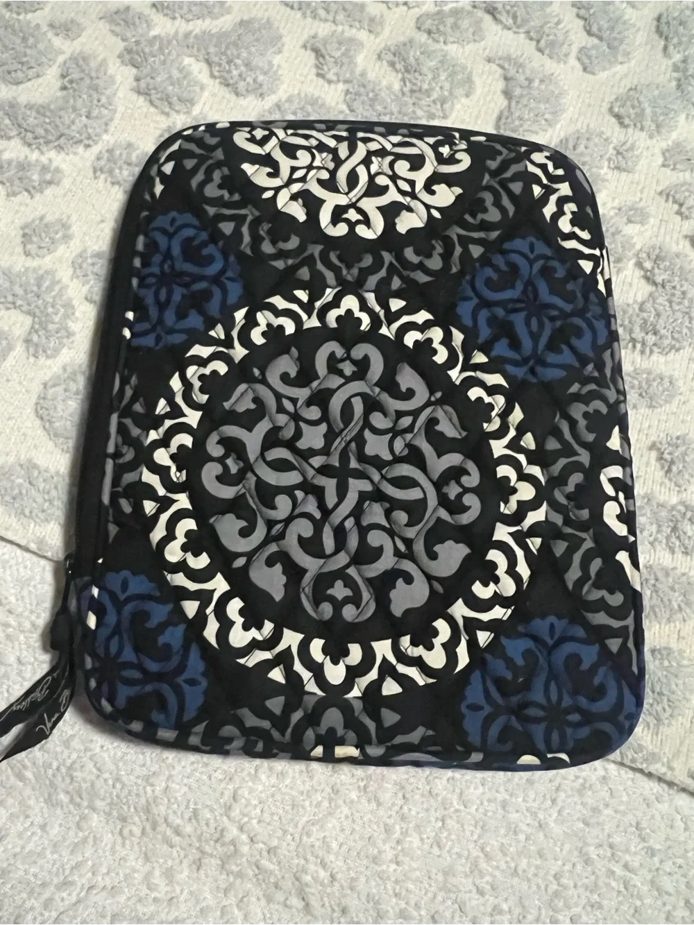 Vera Bradley Quilted Sleeve in Black, Blue & white